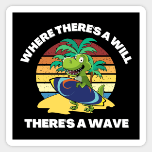 Funny Surfing Dinosaur Quote Text Sticker